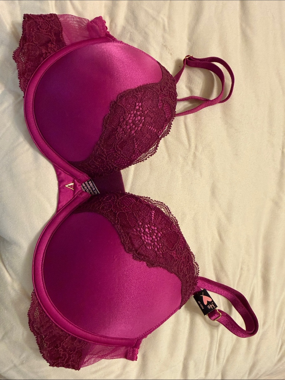 Victoria's Secret Satin Push-Up Bra in Magenta